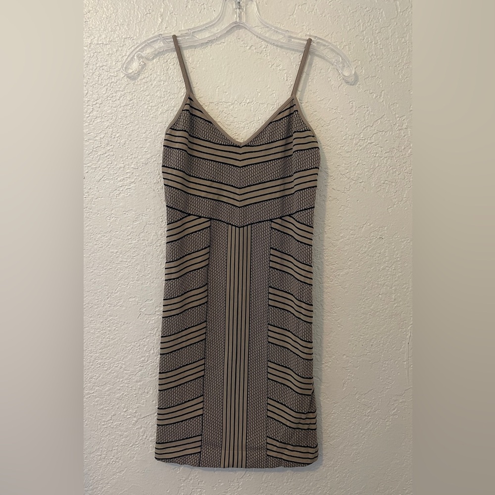 Y2K BCBGeneration black & tan striped seamless body con dress